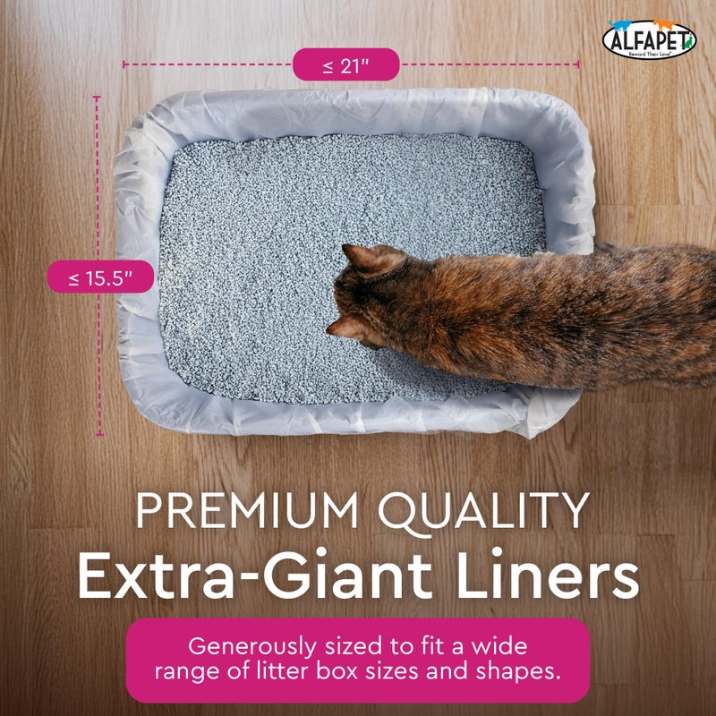 Alfapet Cat Litter Box Liners Alfapet heavy duty Extra Giant 60 Count - Tear-Resistant Cat Litter Bags - Waterproof Litter Liners - Fits Litter box Pan Sizes XL, Giant, X-Giant, 37" x 18", 20 lb Capacity - Image 3